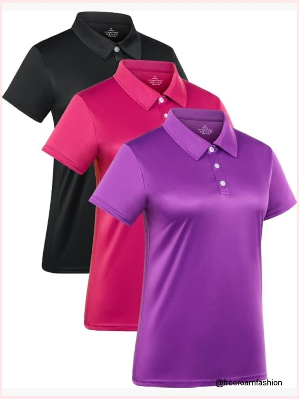 Women's 3-Pack Short-Sleeve Polo Shirts Quick Dry Moisture Wicking Athletic Tops